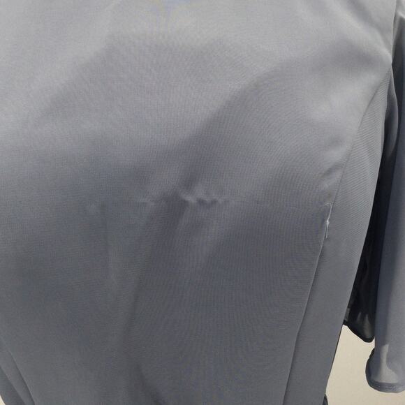 FORMAL PARTY 8 M slate blue boat neck faux wrap bridesmaid maxi dress NEW B159 - Picture 3 of 9